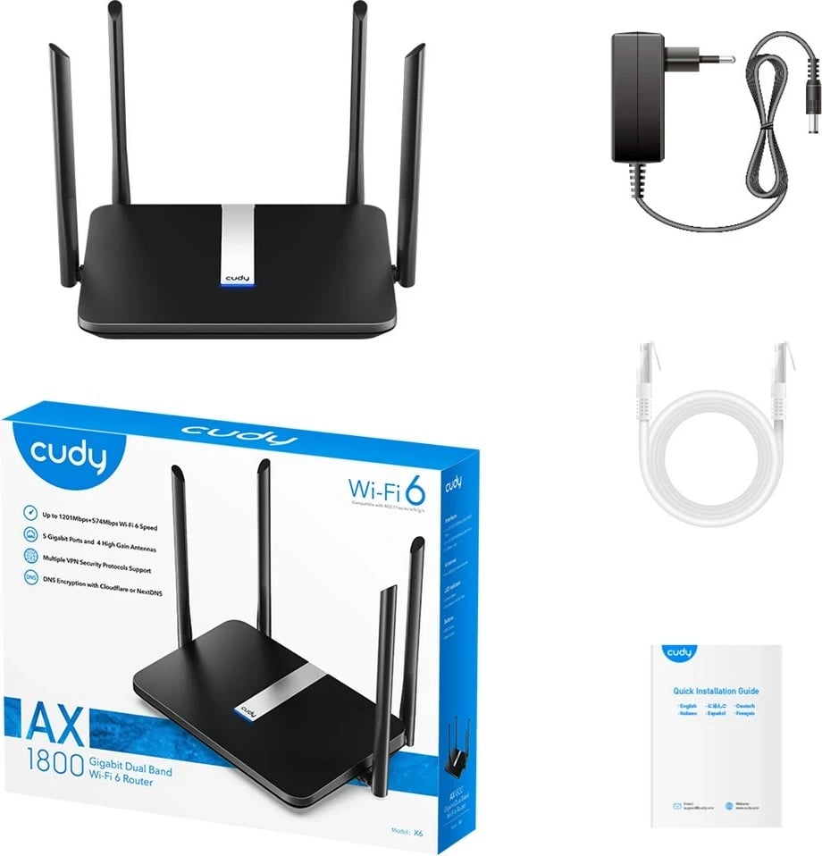 Router Cudy X6, Wi-Fi 6, Dual-band, Gigabit Ethernet, i zi