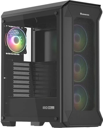 Kasë Genesis Irid 505 V2 ARGB, Midi Tower, 4x ARGB fan, ATX/Micro ATX/Mini ITX, e zezë