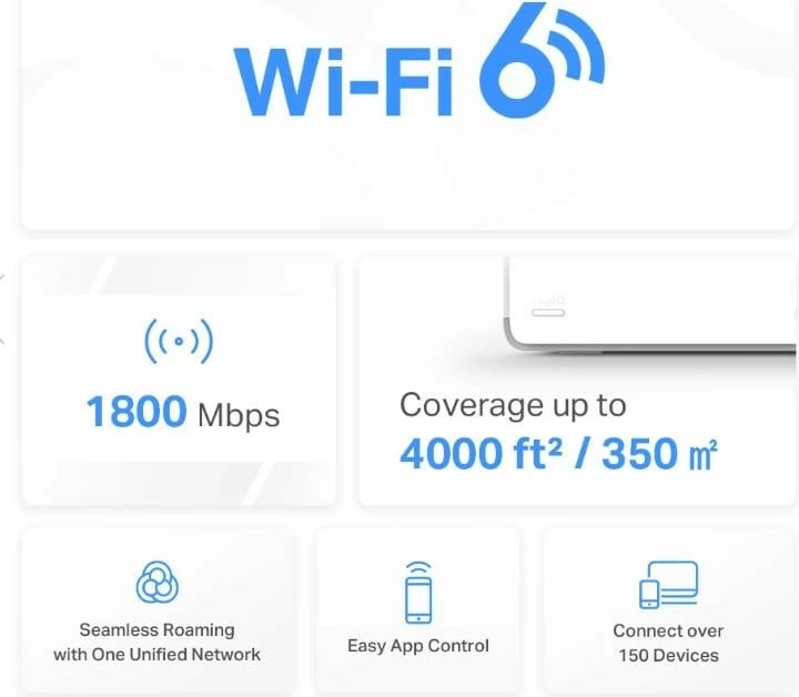 Sistem WiFi Mesh TP-LINK Halo H70X AX1800, 2-pack, i bardhë