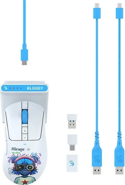 Maus gaming A4Tech Bloody R73 ULTRA DUO Nyx Mirage, pa tela, RGB, i bardhë