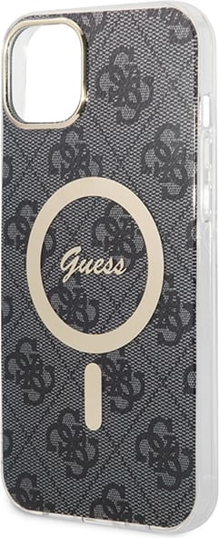 Set mbështjellës Guess GUBPP14SH4EACSK me karikues wireless për iPhone 14 6.1", i zi, MagSafe