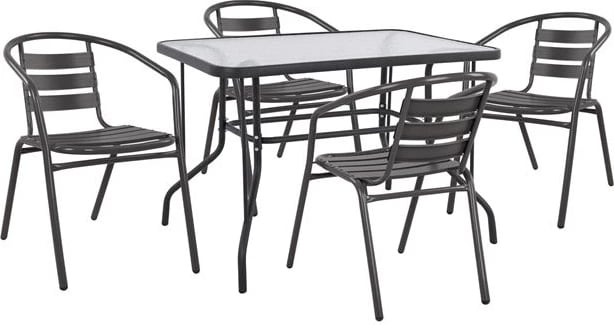 Set kopshti tavolinë & karrige Adam FH10472, 5 pjesë, hiri