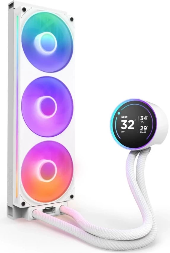 Ftohës me lëng për procesor NZXT Kraken Elite 360 RGB, 12 cm, i bardhë