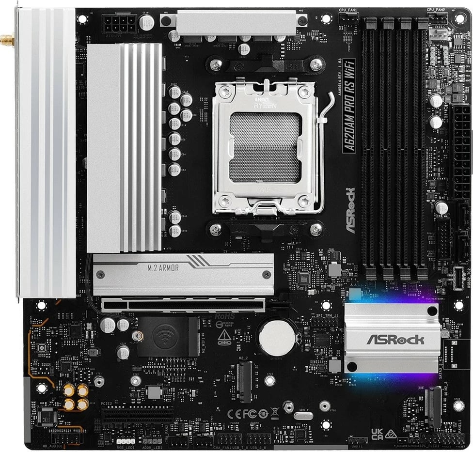 Pllakë amë ASRock A620AM PRO RS WIFI, Socket AM5, 4 DDR5, micro ATX, e zezë