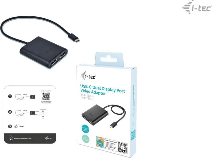 Adapter USB-C I-Tec Dual 4K/60Hz, 2x DisplayPort, i zi