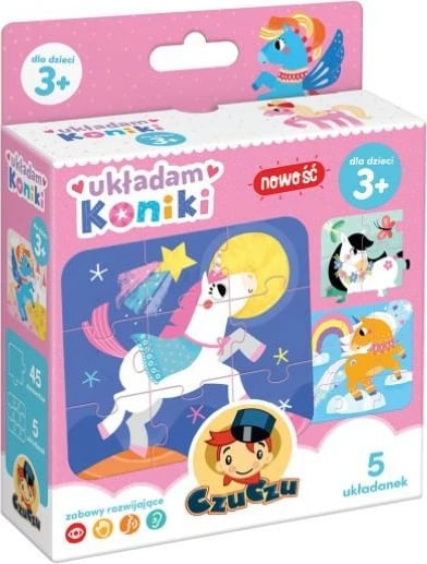 Puzzle për fëmijë CzuCzu I Arrange Ponies, 45 pjesë, 5 puzzle, shumëngjyrësh