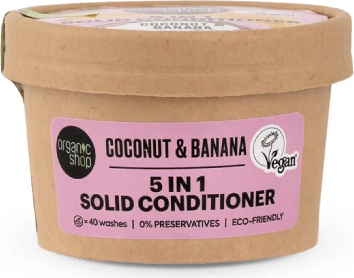 Kondicioner i ngurtë për flokë Natura Siberica Coconut & Banana 5in1, 60g