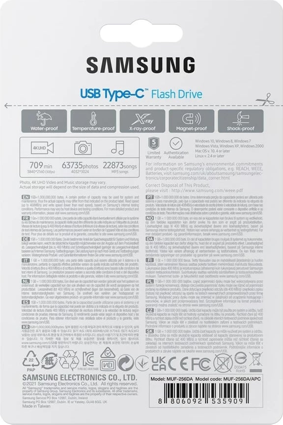 USB flash Samsung MUF-256DA, 256 GB, USB Type-C 3.2, Blu