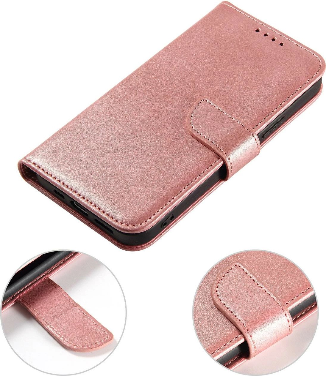 Mbështjellës Hurtel Magnet Case për Samsung Galaxy S24, me kapak dhe portofol, Rozë