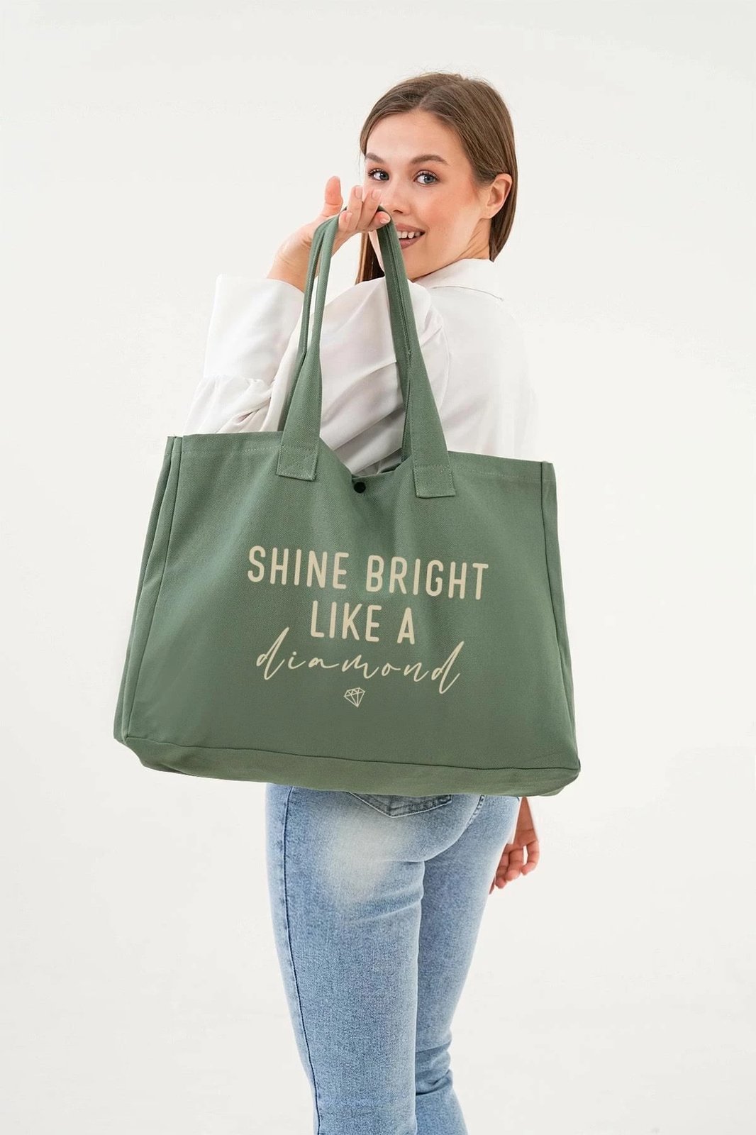 Çantë tote Zoozie Bags, ngjyrë e gjelbër, 46x34x20cm