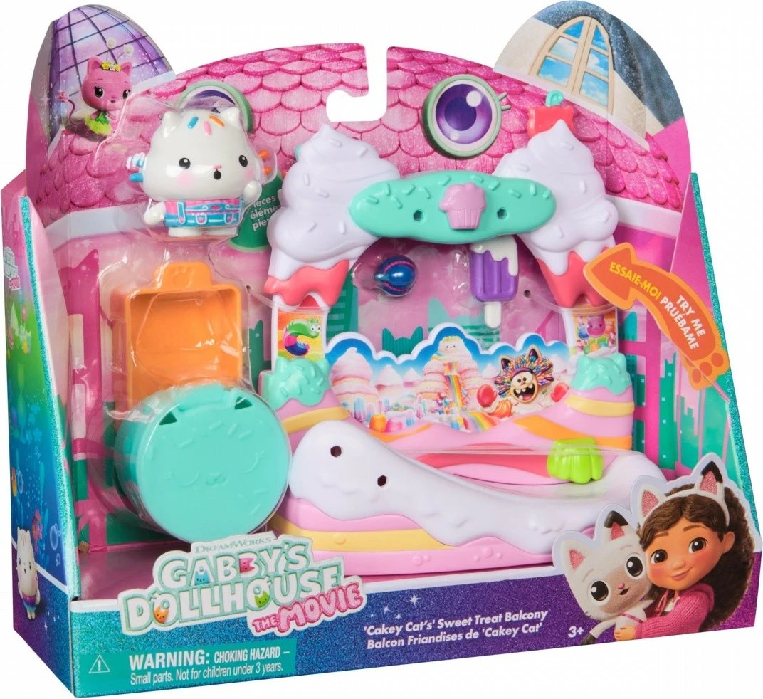 Set lojërash, Gabby's Dollhouse Spin Master, 6074162 Cakey Cat Sweet Treat Balcony, për shtëpinë e kukullave, pa bateri, set
