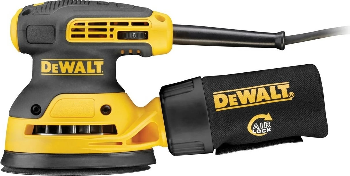 Lëmues orbital DeWALT 125mm 280W, zi/verdhe