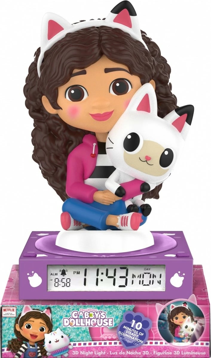 Llambë nate 3D me orë alarmi Kids Euroswan Gabby's Dollhouse GD00095, shumëngjyrëshe