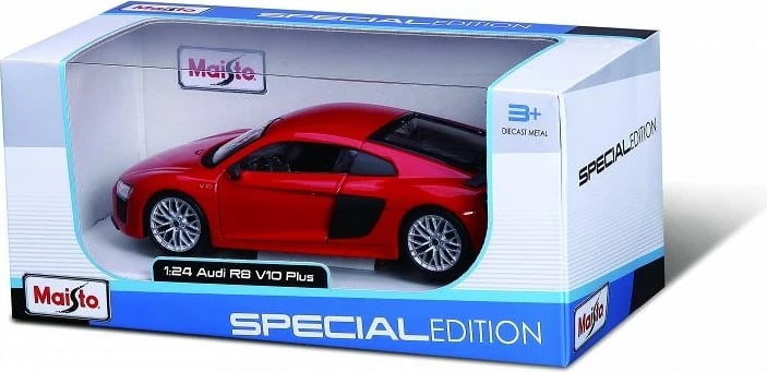 Model metalik makine Maisto Audi R8 V10 PLUS 1:24, Kuqe