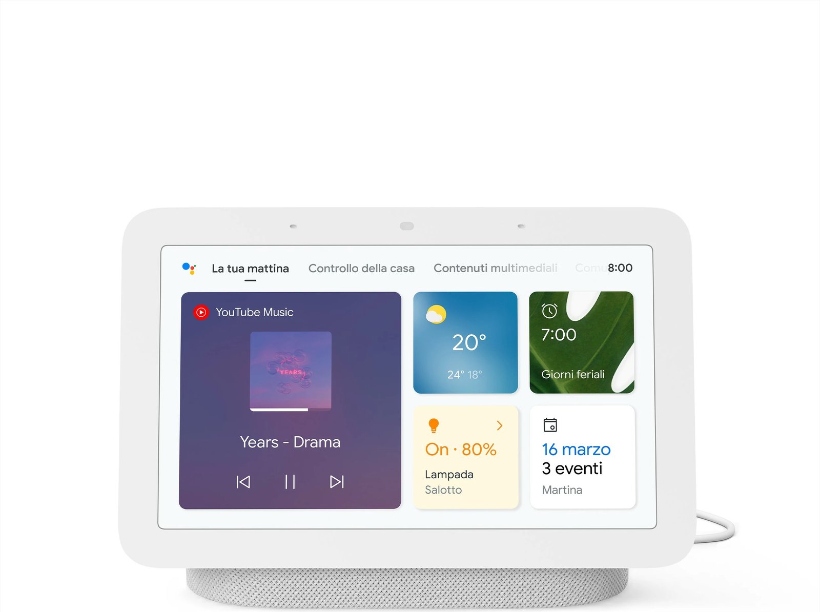 Google Nest Hub Gen 2, Google Assistant, 7 inç, Bardhë