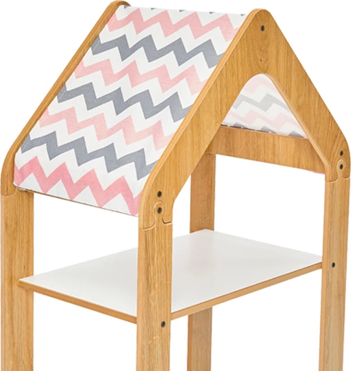 Raft Montessori Zoilen, natyral-bardhë-rozë, MDF, 50x30x80cm