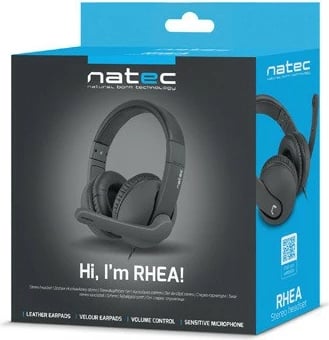 Kufje Natec Rhea me mikrofon, NSL-1452, Stereo, 2x 3.5mm, E zezë