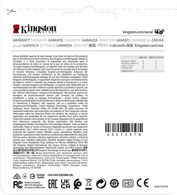 USB Kingston DataTraveler Exodia 64GB, 2 copë, Zi/Kaltër