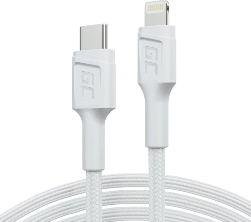 Kabëll Green Cell USB-C - Lightning, 1.0m, ngjyrë e bardhë