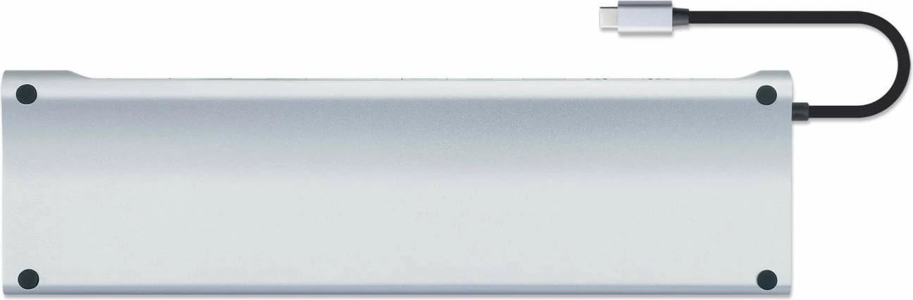 Docking station MANHATTAN USB-C 11in1 MST, për 3 monitorë, argjend