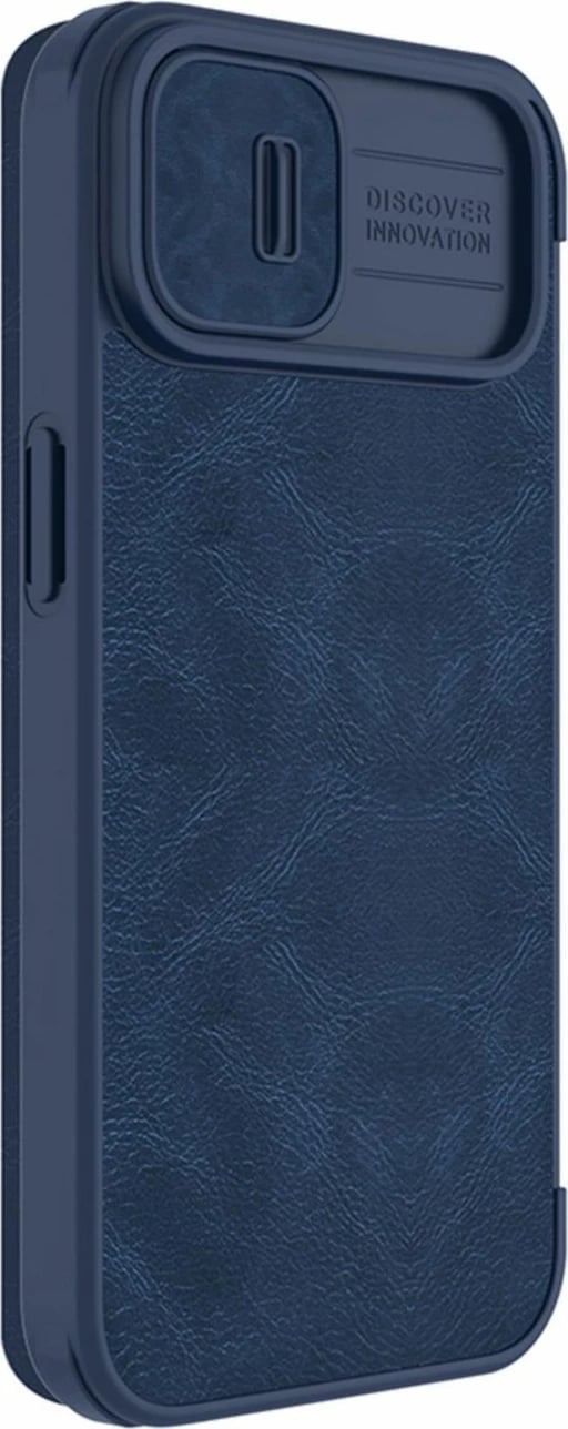 Mbështjellës Nillkin Qin Leather Pro Case për iPhone 14 Plus, me kapak dhe mbrojtje kamere, Kaltër
