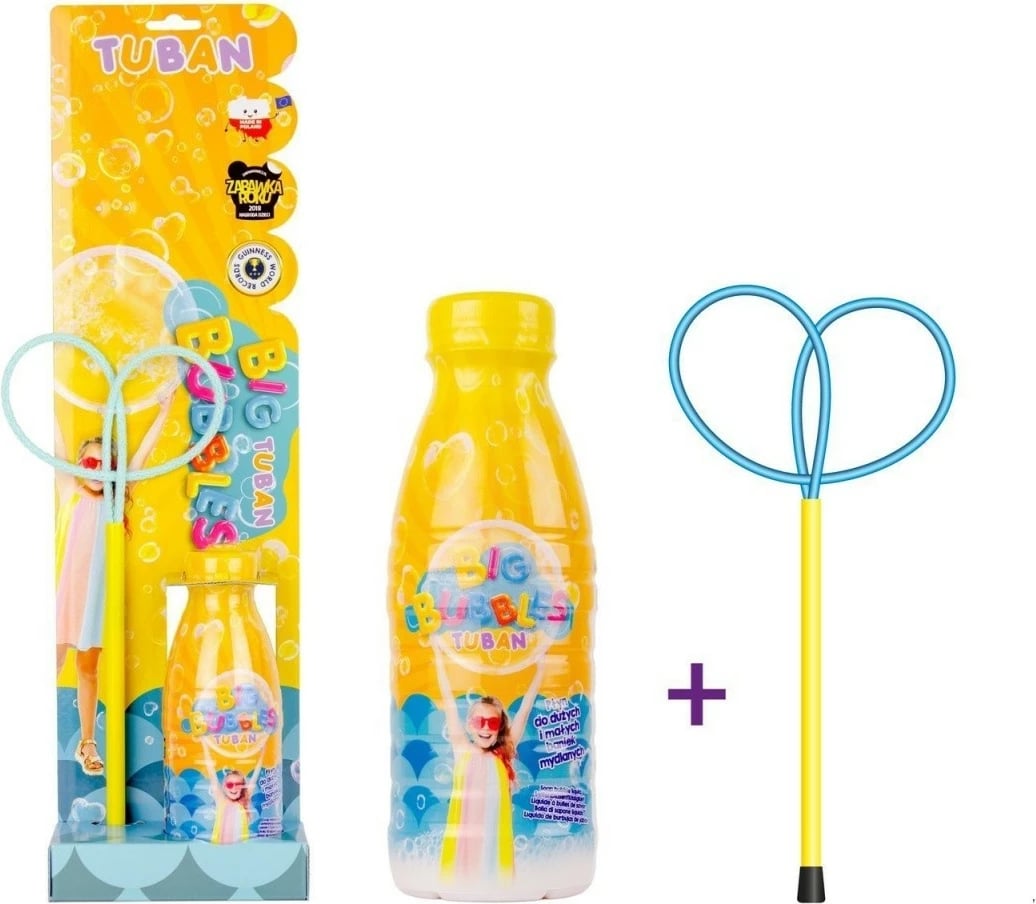 Set flluska sapuni TUBAN Mini Butterfly me shkop plastik dhe lëng 400 ml, Blu/Verdhë