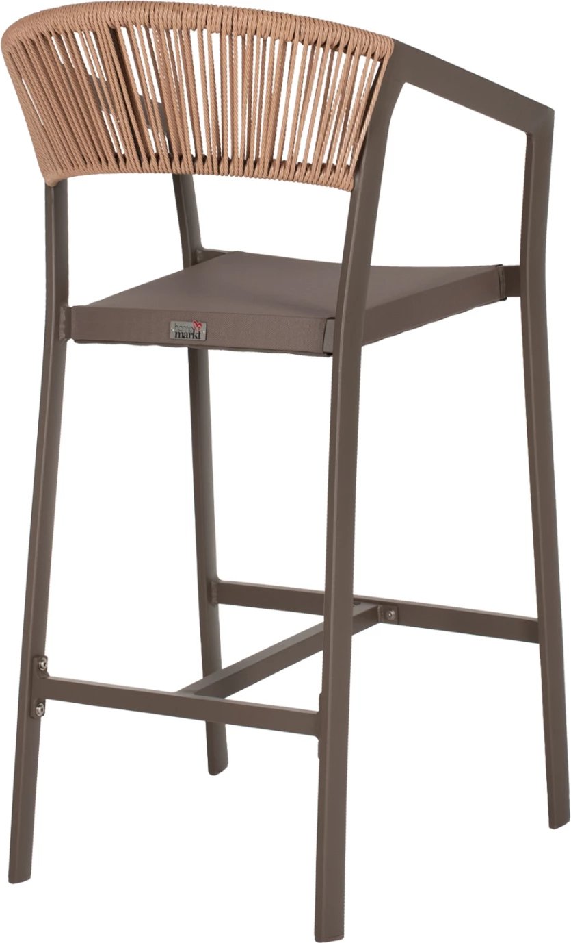 Karrige për bar alumini me krahë, ngjyrë shampanje, tekstilene PE rattan, 56x58x105Hcm, FH5892.23