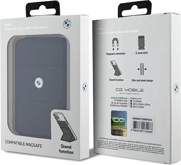 Mbështjellës BMW Wallet Card Slot Stand Signature Collection, MagSafe, i zi