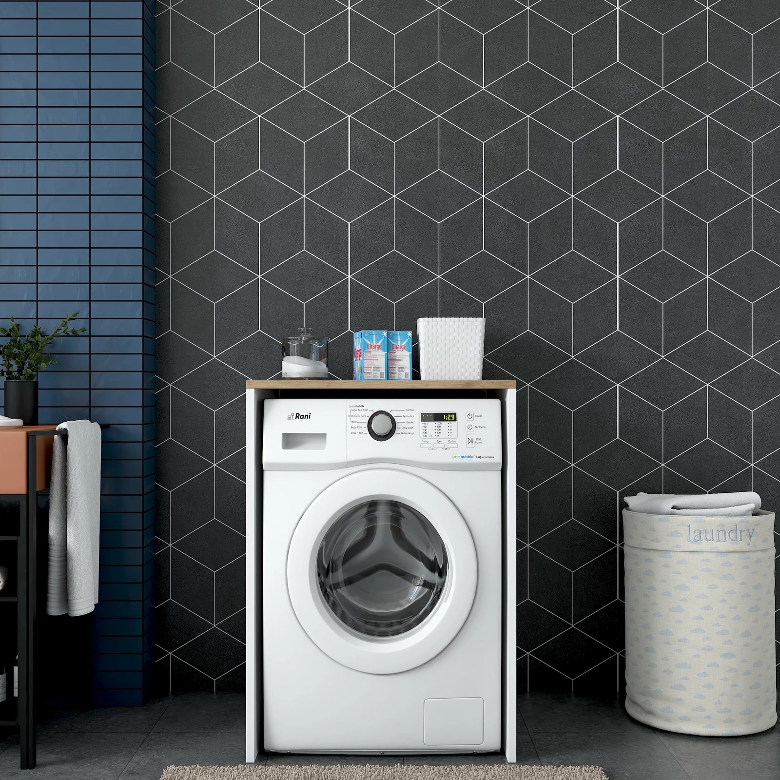 Dollap për lavatriçe, ngjyrë arrë dhe e bardhë, Hanah Home KD103 - 2341 Dollap për lavatriçe, ngjyrë arrë dhe e bardhë, Hanah Home KD103 - 2341