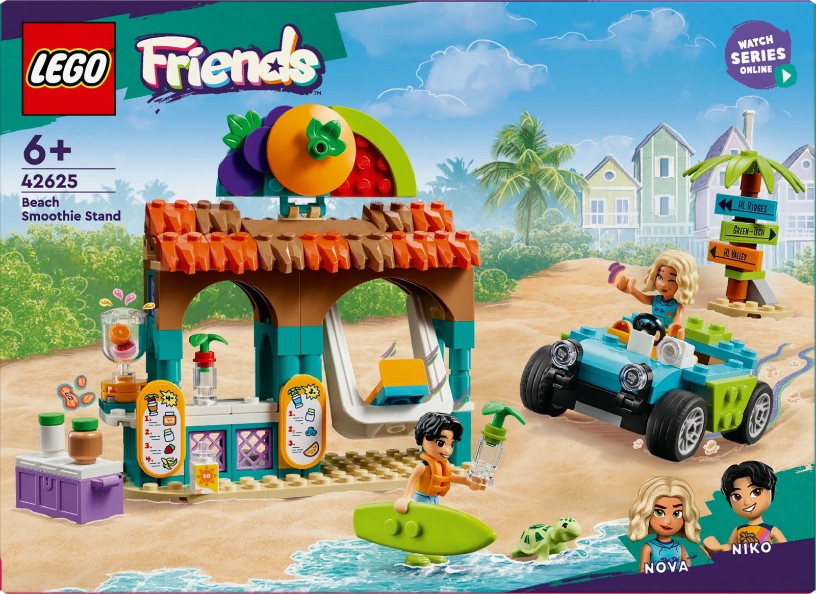 Set ndërtimi LEGO Friends 42625 Beach Cocktail Stand, 213 pjesë, me Nova dhe Niko