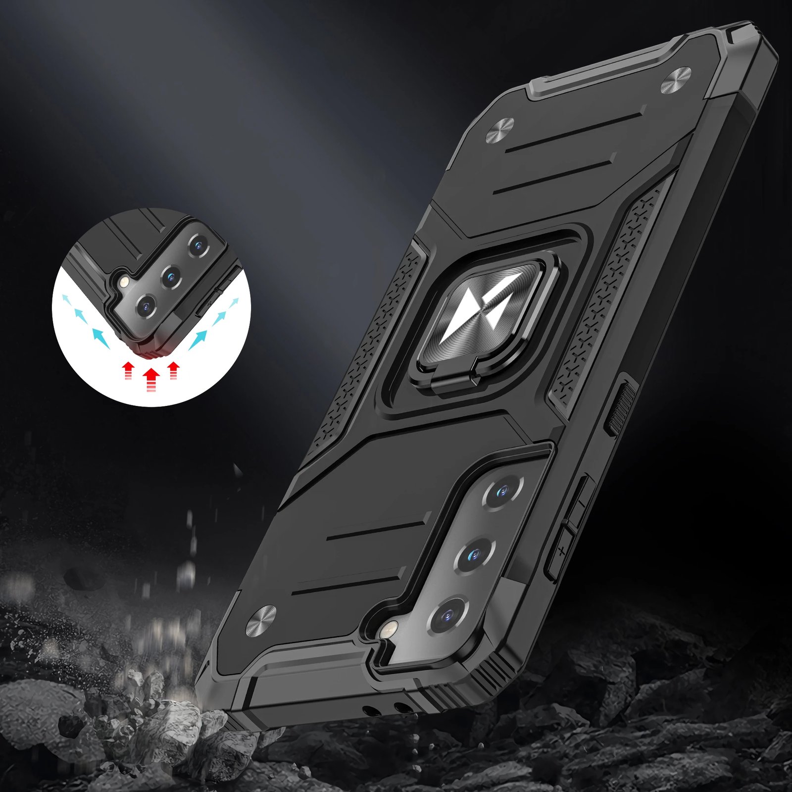Mbështjellës Wozinsky Ring Armor për Samsung Galaxy S22+, me mbajtëse gishti dhe këmbë, Kuq