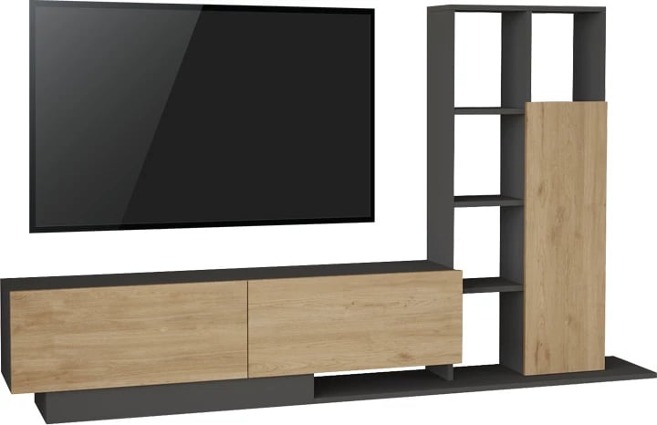 Set dhome dite Damon, ngjyrë natyrale-antracit, 140x29.5x39.5cm