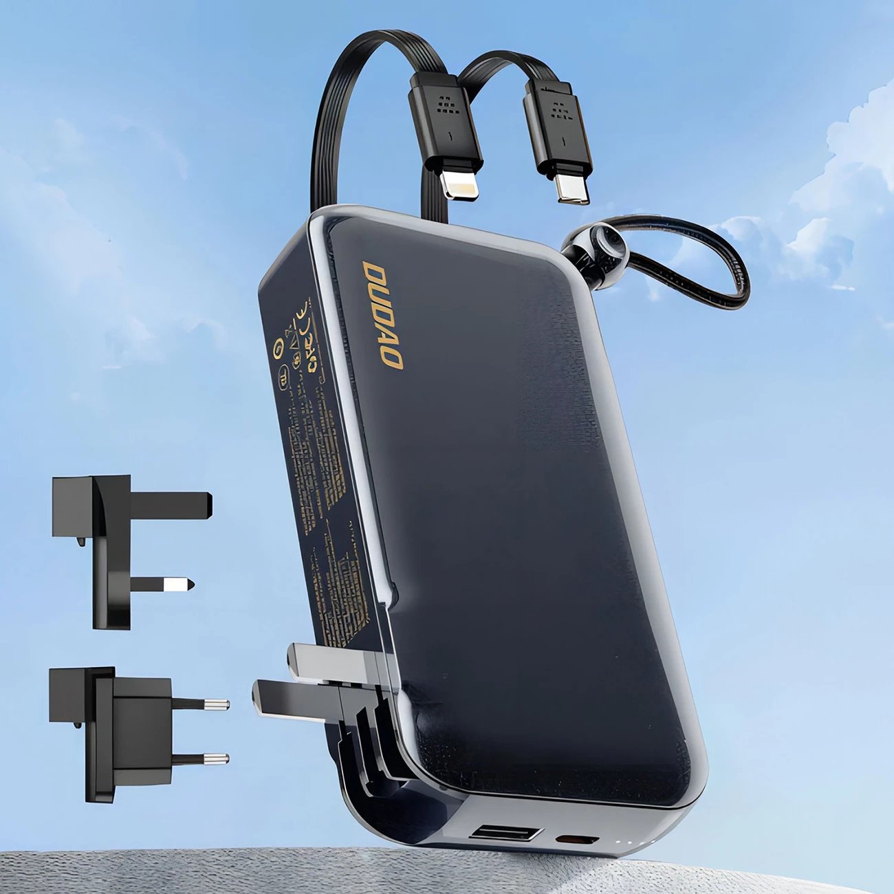 Powerbank dhe karikues Dudao K25 2-në-1, 10000mAh, 3 priza, Gri