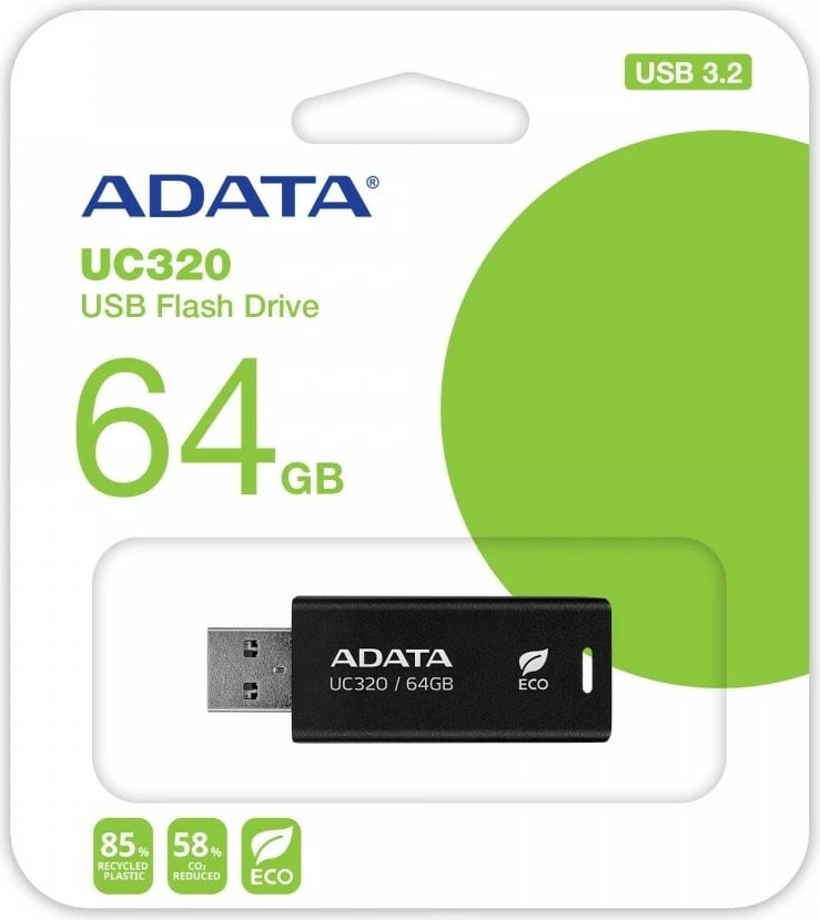 Pendrive Adata UC320 64GB, USB 3.2 Gen 1, e zezë