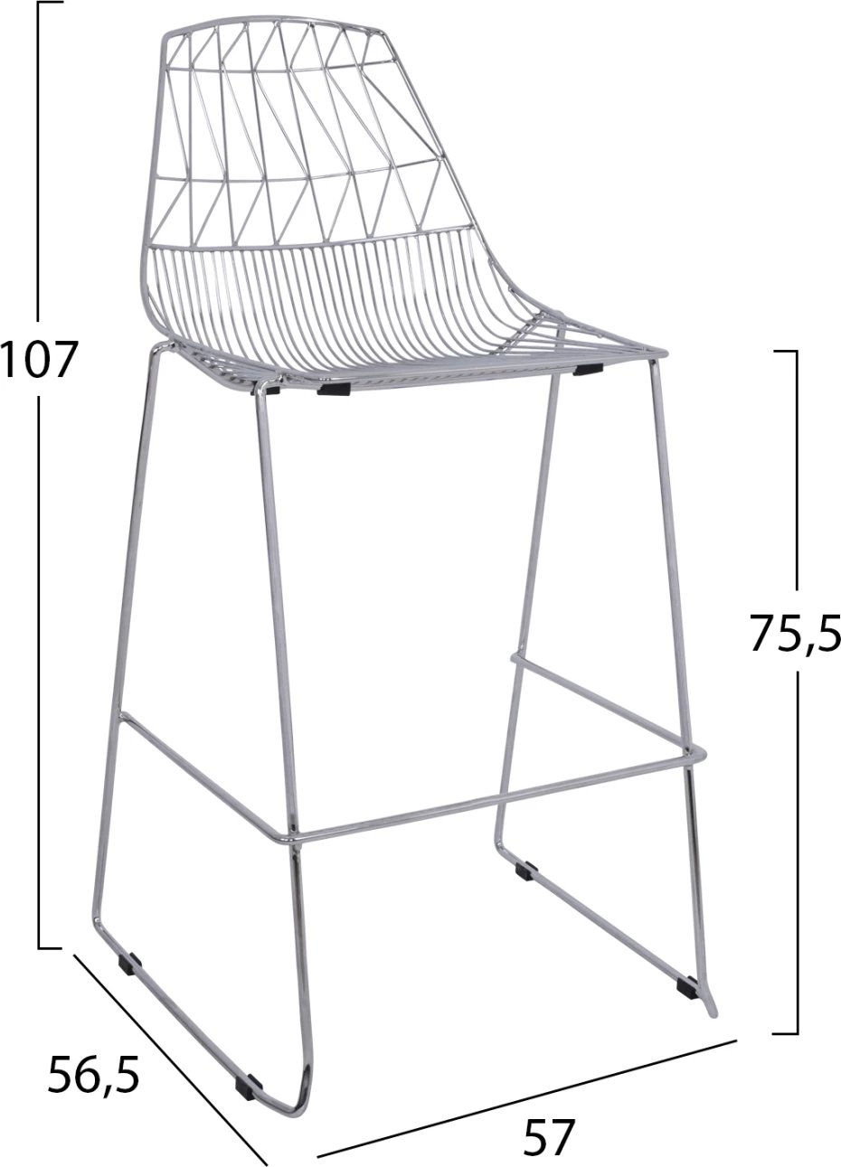 Karrige për bar metalike FH5465.100 ngjyrë kromi 57x56,5x107 cm