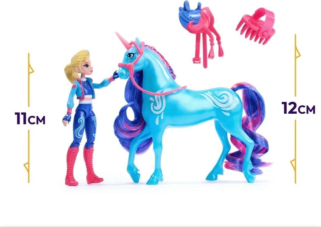 Lodra SPIN MASTER Unicorn Academy Isabel & River, me kukull dhe njëbrirësh, shumëngjyrëshe