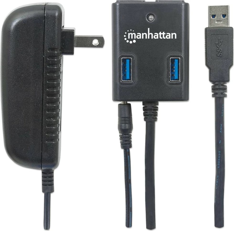 USB hub MANHATTAN 4-porta USB 3.0, me rrymë, zi