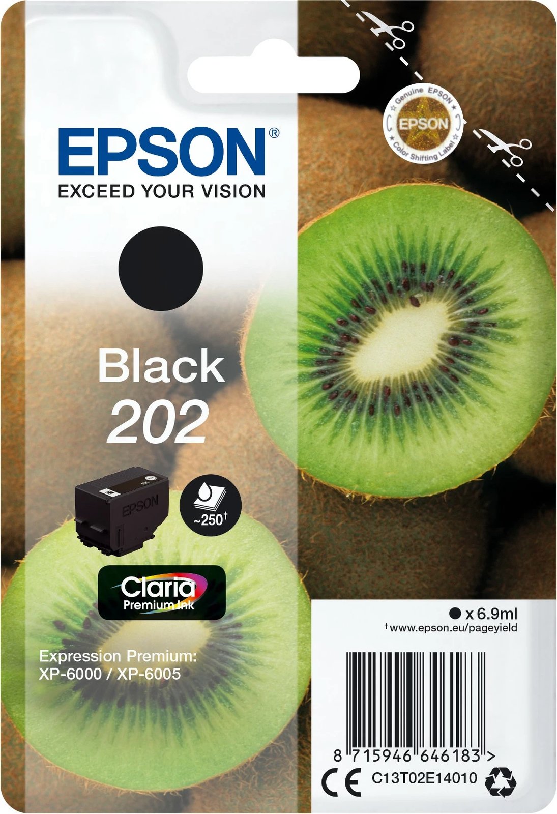 Toner Epson Kiwi 202 Claria Premium, Black, 6.9ml, Standard Yield