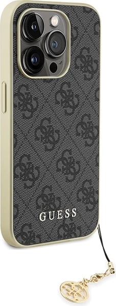 Mbështjellës Guess GUHCP15LGF4GGR për iPhone 15 Pro 6.1", 4G Charms Collection, Gri