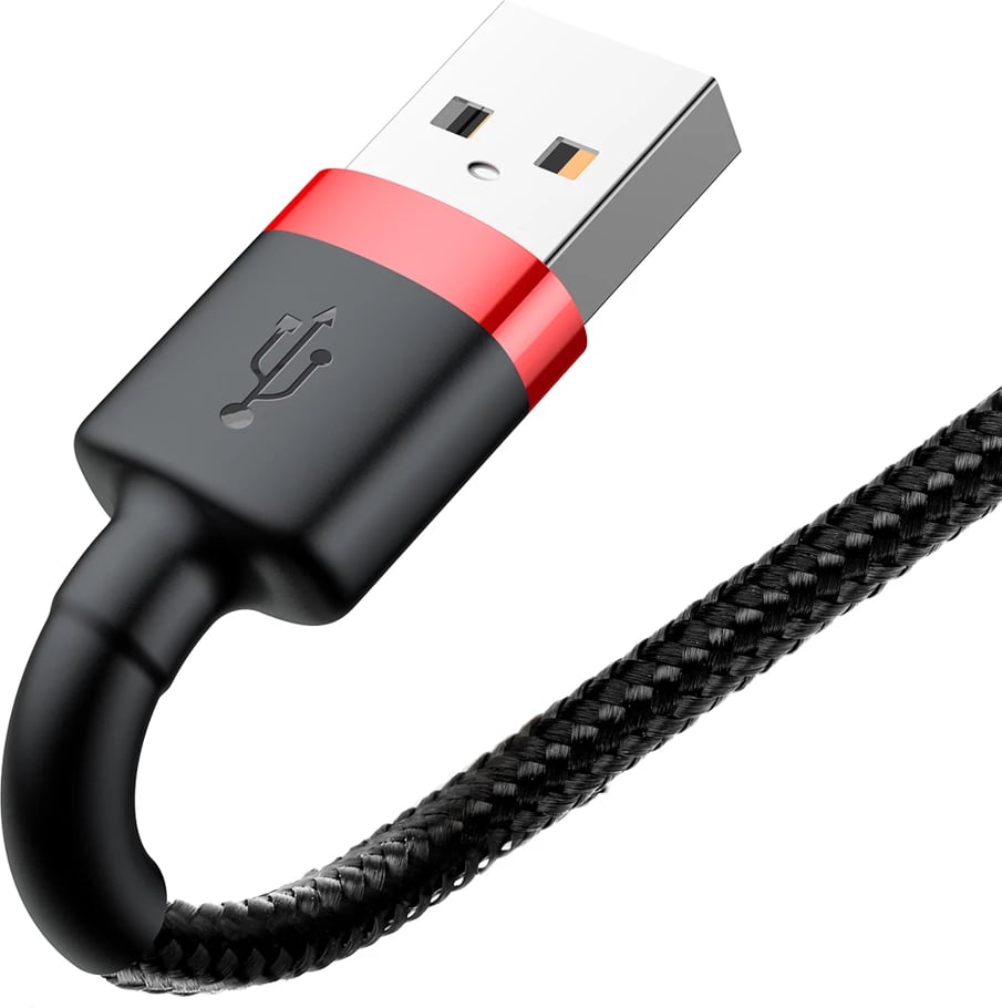 Kabllo Baseus Cafule CALKLF-B19 USB-A në Lightning, 1m, e zezë/kuqe