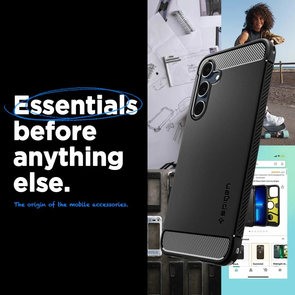 Mbështjellës Spigen Rugged Armor për Samsung Galaxy A55 5G, i zi