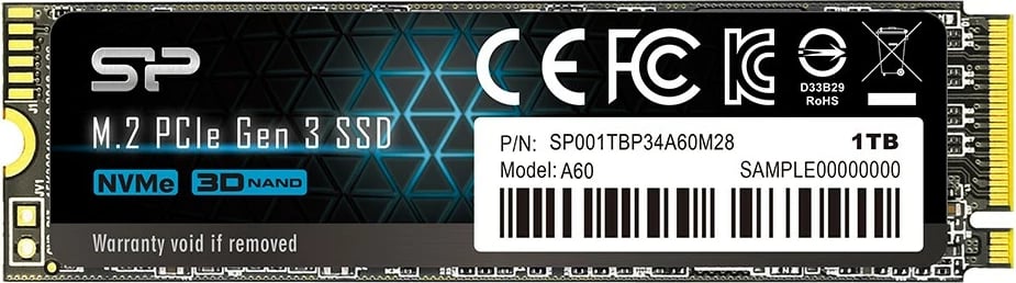 SSD Silicon Power P34A60, 1TB, M.2 2280, PCIe Gen3x4, NVMe, i zi