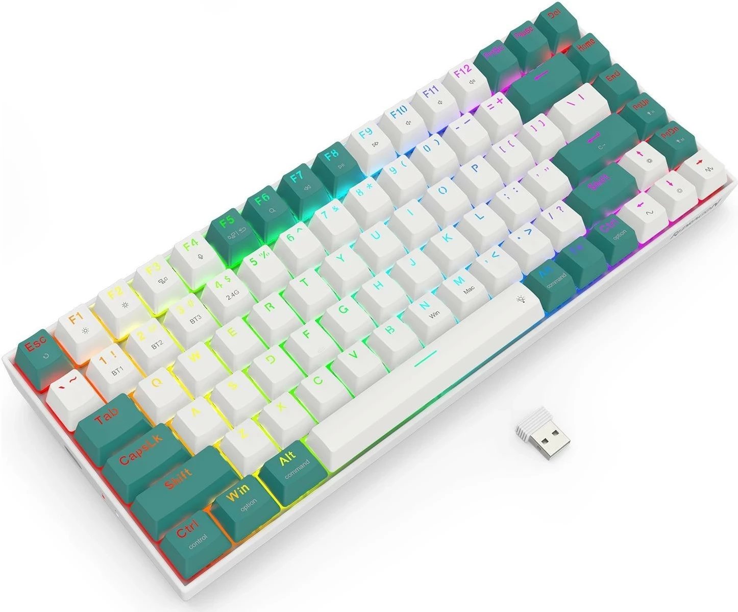 Tastierë Redragon K678WG-RGB-PRO Singed, RGB, mekanike, wireless, e bardhë-gjelbër