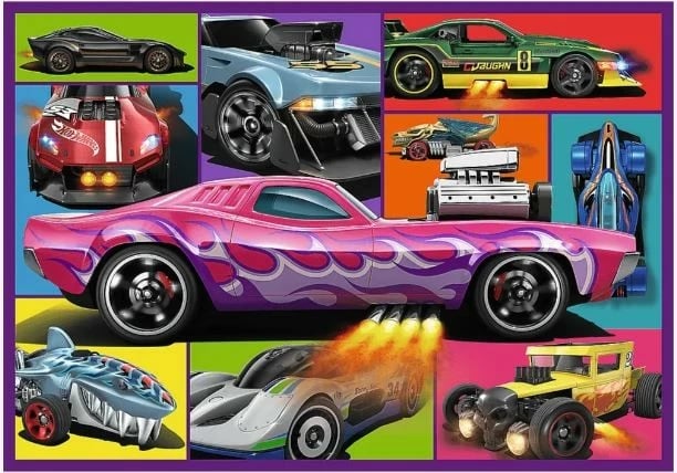 Puzzle Hot Wheels Trefl 4x250 pjesë, për fëmijë