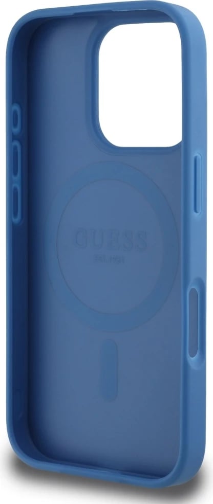 Mbështjellës Guess 4G Circle Classic Logo MagSafe për iPhone 16 Pro, Kaltër
