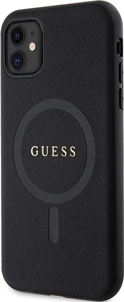 Mbështjellës Guess GUHMN61PSAHMCK për iPhone 11/XR, Saffiano MagSafe, i zi