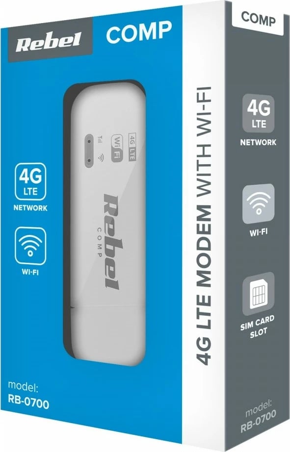 Modem USB 4G LTE Rebel RB-0700 me WiFi, i bardhë
