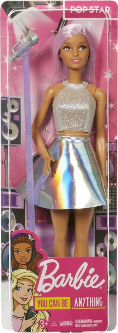 Kukull Barbie Mattel JCW42 Pop Star me mikrofon, për vajza, Rozë