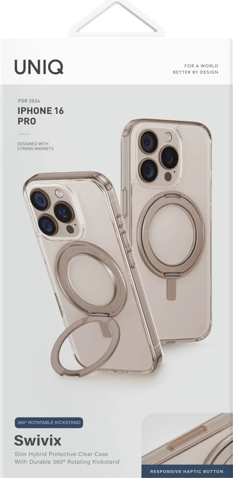 Mbështjellës UNIQ Swivix 360 Kickstand për iPhone 16 Pro, Gold