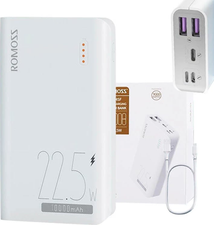 Powerbank Romoss SENSE4SF 10000mAh, 22.5W, Bardhë